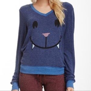 Wildfox “Naughty Cat” Blue Pullover